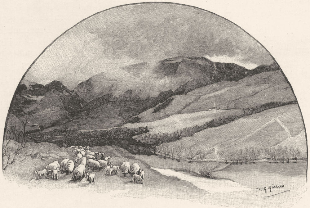 NORTHUMBERLAND. Hart Fell 1901 old antique vintage print picture